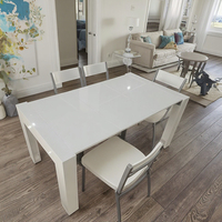 Table de salle à manger console rectangulaire moderne en bois blanc laqué, pliable et extensible, 6-8 places, pour appartement, fête, hôtel, salon