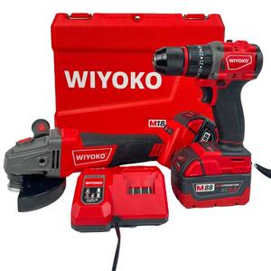 Juego de herramientas eléctricas inalámbricas 10 en 1, Rojo, sin escobillas, martillo, <span class=keywords><strong>taladro</strong></span>, llave de impacto, ángulo, 4 máquinas, 4 baterías, 2 cargadores, sin llave, OEM - Product Image 4