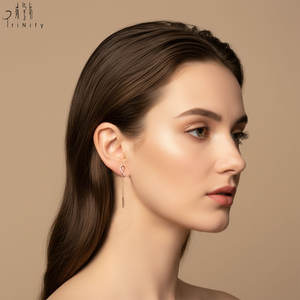 Pendientes Elegantes de Diseño Moderno para Mujer, Joyería de Oro Rosa Sólido de 18K con Diamantes Naturales Reales, Pendientes Asimétricos - Product Image 5