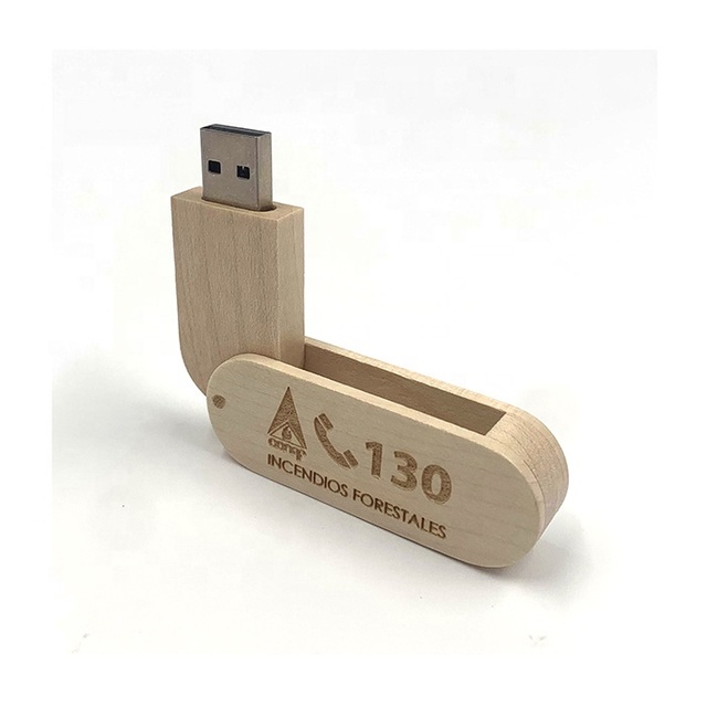 High Quality Eco-Friendly USB 2.0 Swivel Wooden USB Flash Drive with 512MB-32GB Capacity for Promotional Custom Use
