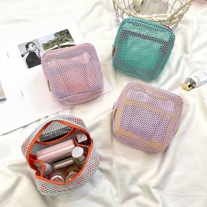 Mesh Travel Cosmetic Lipstick Data Cable Storage Bag <b>Cute</b> Small Makeup Handbags Women Wallet <b>Purse</b> Organizer Pouch Bags - Product Image 6