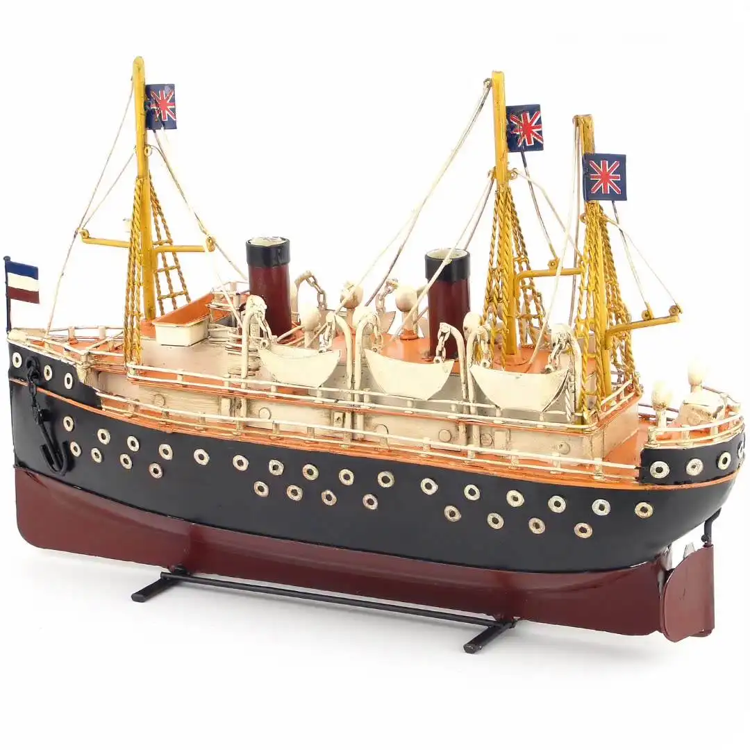 Wholesale indoor home decor iron ship model German old cruise manual welding crafts decoration creative housewarming gift