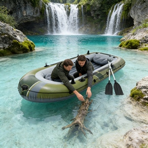 Bateau-maison gonflable de luxe avec auvent, cabine flottante avec espace de couchage pour les <span class=keywords><strong>vacances</strong></span> de loisirs du week-end sur l'eau - Product Image 2