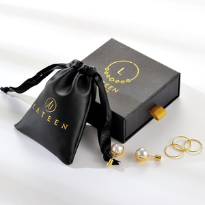 Custom Soft Pu Leather <b>Drawstring</b> <b>Makeup</b> <b>Bag</b> Black Necklace Jewelry Package Pouch <b>Drawstring</b> <b>Bag</b> - Product Image 1