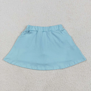 Ventes en gros de jupes-culottes décontractées d'été pour petites filles, jupes-culottes en coton de couleur unie avec poche - Product Image 3