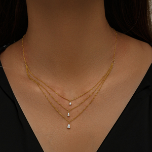 Collar de Moda CANNER Dorado con Tres Capas de Zirconia, Collar con Diseño de Gota de Agua para Uso Diario para Chicas - Product Image 5