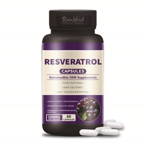 Cápsulas de Resveratrol Rainwood OEM, Extracto de Polygonum Cuspidatum, Cápsulas de <span class=keywords><strong>Trans</strong></span>-Resveratrol 98% Puro y Natural - Product Image 1