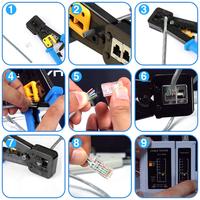 Kit d'outils réseau ZOERAX, ensemble de pinces à sertir RJ45 avec testeur de câble, coupe-câble et tournevis pour la réparation de câbles Ethernet LAN