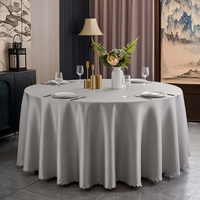 Nappe de luxe en polyester ronde, doublement rembourrée, en satin uni, personnalisable, durable, pour hôtel, mariage, banquet et utilisation en extérieur