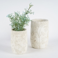 Pot de fleurs en ciment blanc vintage, écologique, fait à la main, pour succulentes, pour la maison, le bureau, l'hôtel, le dessus de table, le bureau, le jardin, le balcon - Carton