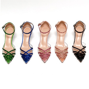 Escarpins pour femmes 2025 Nouveaux Sandales transparentes à brides croisées style féerique à bout pointu et boucle ouverte Chaussures d'été à talons hauts - Product Image 2