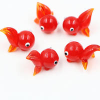 Figurine de poisson rouge en verre soufflé de Murano, ornement décoratif, artisanat en verre de poisson rouge