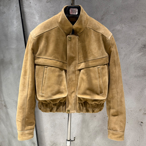 New Stylish <strong>Suede</strong> <strong>Jacket</strong> with Big Pockets Real Sheepskin <strong>Women</strong> <strong>Suede</strong> Bomber <strong>Jackets</strong> - Product Image 2