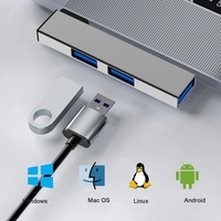 Hub USB 3.0 à 4 ports, adaptateur USB-A/type-c, en alliage d'aluminium, Plug-and-Play, transfert rapide à 5Gbps, compatibilité universelle, ordinateur portable MacBook