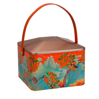 Nouvelle boîte d'emballage de gâteaux de lune de 8 pièces pour la Fête de la Mi-Automne, boîte cadeau vide, boîte à gâteaux de lune double couche avec poignée, boîte en étain, directement de l'usine