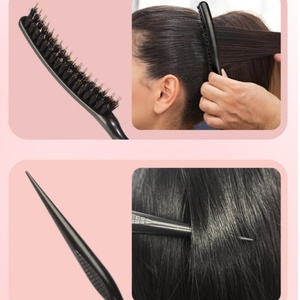 Lot <span class=keywords><strong>de</strong></span> 2 brosses coiffantes en poils <span class=keywords><strong>de</strong></span> sanglier noirs et nylon pour femmes et hommes - Product Image 6