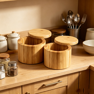 Contenitore Moderno Eco-Friendly <span class=keywords><strong>in</strong></span> <span class=keywords><strong>Vetro</strong></span> e Bambù Artigianale per Spezie da Cucina con Coperchio a Chiusura Ermetica per la Conservazione della Freschezza, Elegante e Funzionale - Product Image 4