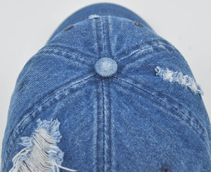 Casquette de baseball personnalisée avec logo brodé en 3D Casquette de baseball 6 panneaux en denim bleu de haute qualité Casquette de baseball sport imperméable à bord incurvé perforée - Product Image 6