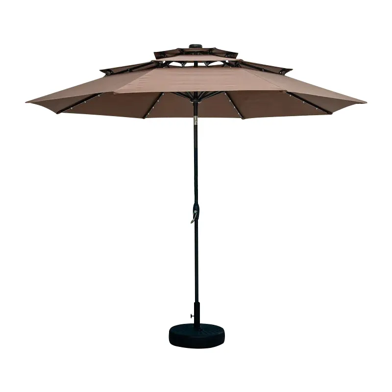Solaire Publicité Villa Extérieur Parasol Jardin Loisirs parapluie cour lampe LED perles avec lumières double banane parapluie