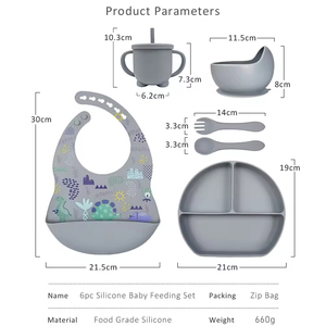 Venta Directa de Fábrica, Juego de Alimentación de Silicona para Bebés, Seguro para Alimentos, Plato, Babero, Vaso con Pajita, Vajilla Infantil - Product Image 4