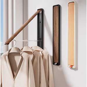 Wall Mounted Clothes Drying Rack Space Aluminum Concealed Folding Telescopic Pole For Balcony Home Use - Product Image 1