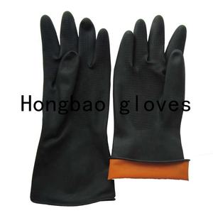 Guantes de seguridad interior naranja exterior negro de <span class=keywords><strong>100g</strong></span> Guantes de látex de caucho industrial SUN con resistencia química para uso en el trabajo - Product Image 2