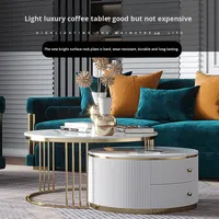 Ensemble de meuble TV et table basse en acier inoxydable extensible de style nordique moderne, design luxueux léger, petit et grand, pour la maison, salon