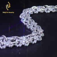 Collier chaîne trombone personnalisé en argent 925 entièrement pavé de moissanite, taille ronde, bijoux hip-hop pour femmes et hommes