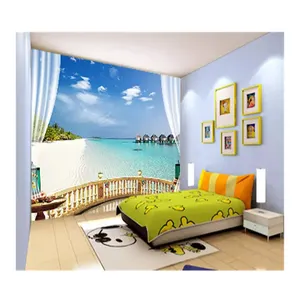 马尔代夫海洋天空电视背景卧室装饰3d壁画