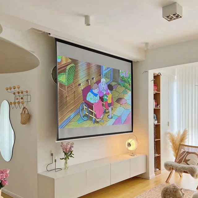 120 Inch 16:9/4:3 Electric Projector Screen Ceiling Embedded Automatic Lifting Remote Control Wall Hanging Projection Screen