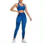 Ensemble de yoga pour femmes le plus vendu, imprimé à carreaux, logo frontal, taille élastique en Spandex/Nylon, séchage rapide, respirant, 2 pièces - Product Image 4