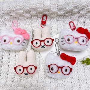 Hot bán thỏ Mặt dây chuyền mèo Búp bê túi nhỏ màu đỏ kính Kitten Head phụ kiện <span class=keywords><strong>Keychain</strong></span> phim hoạt hình mèo lông sang trọng móc khóa - Product Image 1