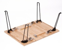 Pique-nique en plein air Barbecue bambou planche de bois de table panneau de fibres de densité moyenne petite Table de Camping pliante Portable pieds en métal