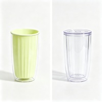 Gobelet en plastique à double paroi de 25 oz pour enfants, accessoire de rentrée scolaire avec méthode de distribution d'eau, matériau AS, capacité de 500 ml