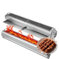Barbecue au charbon à température contrôlée numériquement, en acier épaissi, avec ventilateur, pour restaurant et stand de restauration de rue