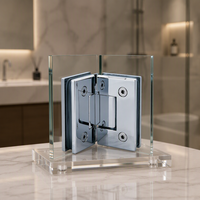 KAIENDI Charnière de porte de douche moderne en laiton massif chromé pour porte en verre sans cadre, fixation murale, accessoire de salle de bain, garantie 2 ans