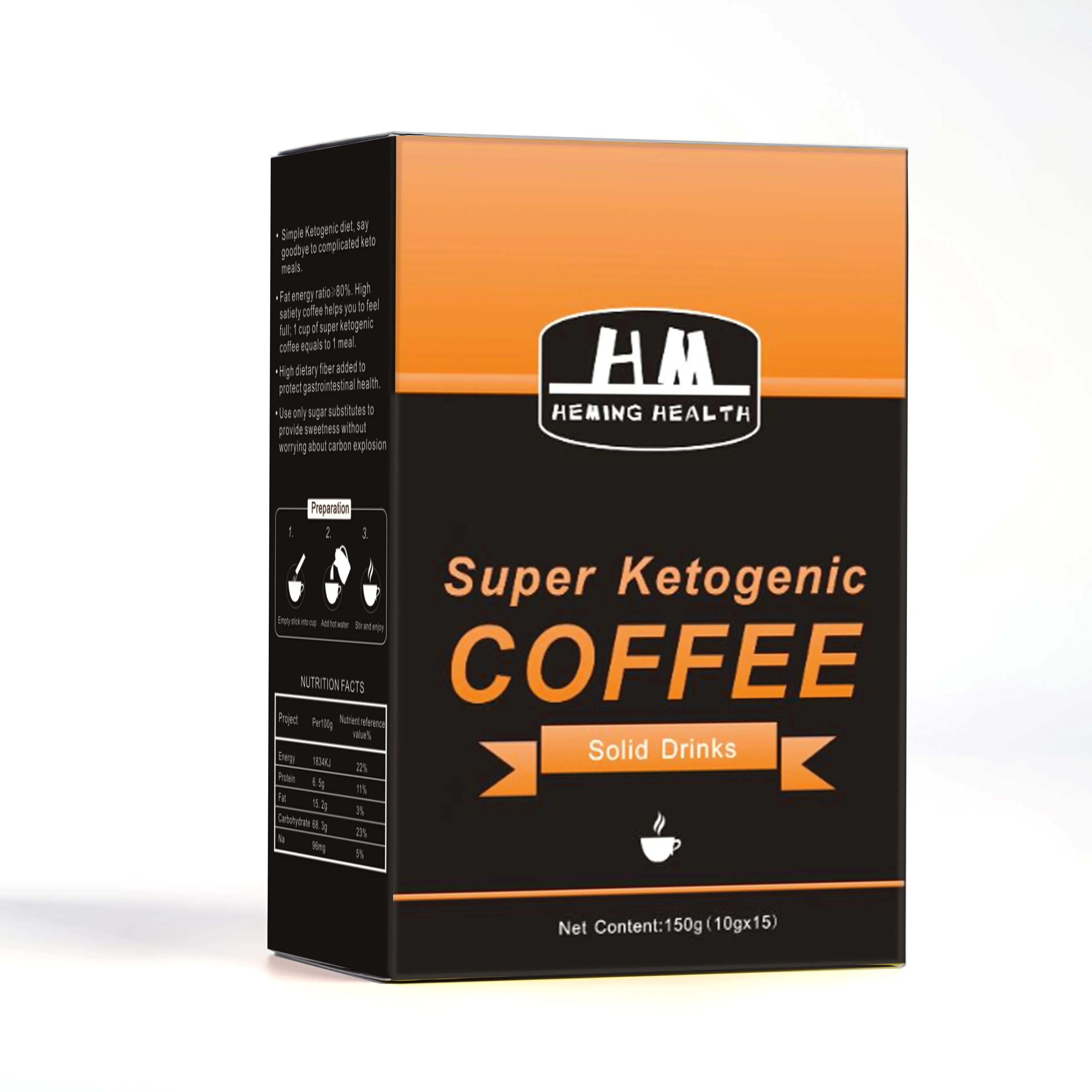 OEM 브랜드 상자 지방 방탄 건강한 ketogenic 다이어트 보충 인스턴트 슬림 커피 주머니