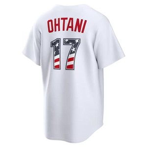 Venta al por Mayor de Camisetas de Béisbol Bordadas con la Bandera Estadounidense y los Estrellas y Franjas, del 250º aniversario de la MLB, para Hombre, con los Números 17 de Ohtani, 5 de Freeman, 50 de Betts, 18 de Yamamoto y 99 de Judge - Product Image 3