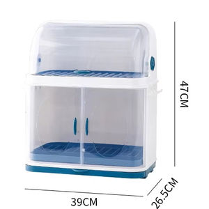 Usine en gros ménage cuisine Double vidange bol support avec <span class=keywords><strong>couvercle</strong></span> anti-poussière bol stockage égouttoir support - Product Image 1