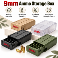 Boîte à munitions de 9 mm, capacité de 50 cartouches, boîte de rangement en plastique transparent empilable