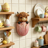Populaire aimant mural et magnétique pour réfrigérateur en résine 3D, motif vache peinte à la main, décoratif de Noël