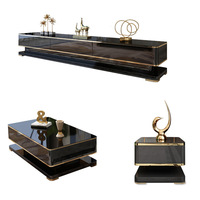 Ensemble de meuble TV et table basse de style luxe léger, meuble de sol de haute qualité, meuble TV simple pour salon