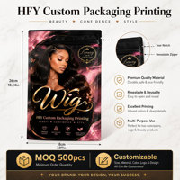 Sacs pour extensions de cheveux, sacs pour perruques, impression personnalisée du logo de votre marque, fenêtre transparente, fermeture éclair, pochettes verticales