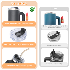 En gros 40oz En Acier Inoxydable Poignée Gobelet Stock Couleur Chaude Thermique Tasse À Café Bouteille D'eau Avec Pailles Couvercle Personnalisable - Product Image 5