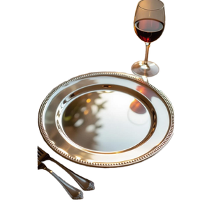 Plato de Servicio Redondo de Metal con Diseño en Relieve Personalizado por el Fabricante, Plato de Acero Inoxidable Único para Mesa de Comedor - Product Image 2