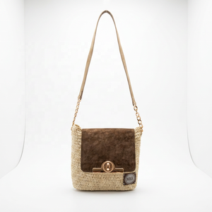 Bolso de Paja Hecho a Mano Ana Bohemian con Correa de Cadena, Color Beige Marrón, para Todas las Temporadas, 60g - Product Image 1