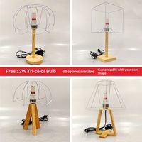 Lampe de chevet en bois massif tressé à la main avec cadre en fer, support en corde de coton, design créatif DIY, fabriquée en Chine