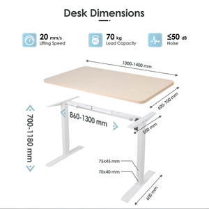 โต๊ะทำงานปรับระดับได้ Heiber Verkauf Ergonomie รุ่นเพื่อสุขภาพ พร้อมมอเตอร์และโครงแบบยืน-นั่ง - Product Image 2