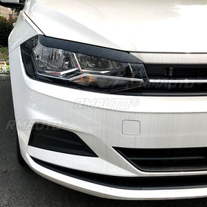 2 pièces/lot, autocollants de garniture pour phares de voiture en ABS, style sourcils, pour VW Polo 2018 2019+, style carbone/noir brillant - Product Image 6