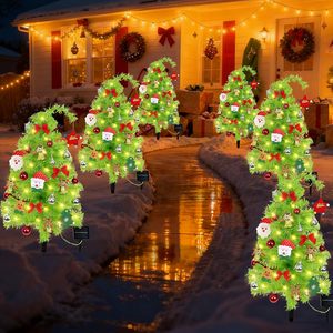 Paquete de 2 Árboles de Navidad Solares, Árbol de Navidad Decorativo para Exteriores de 31.5 Pulgadas, Árboles de Navidad Flexibles con Luces LED y Adornos - Product Image 4
